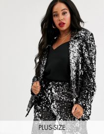 Skylar Rose Plus longline blazer in sleek sequin two-piece   ASOS at Asos